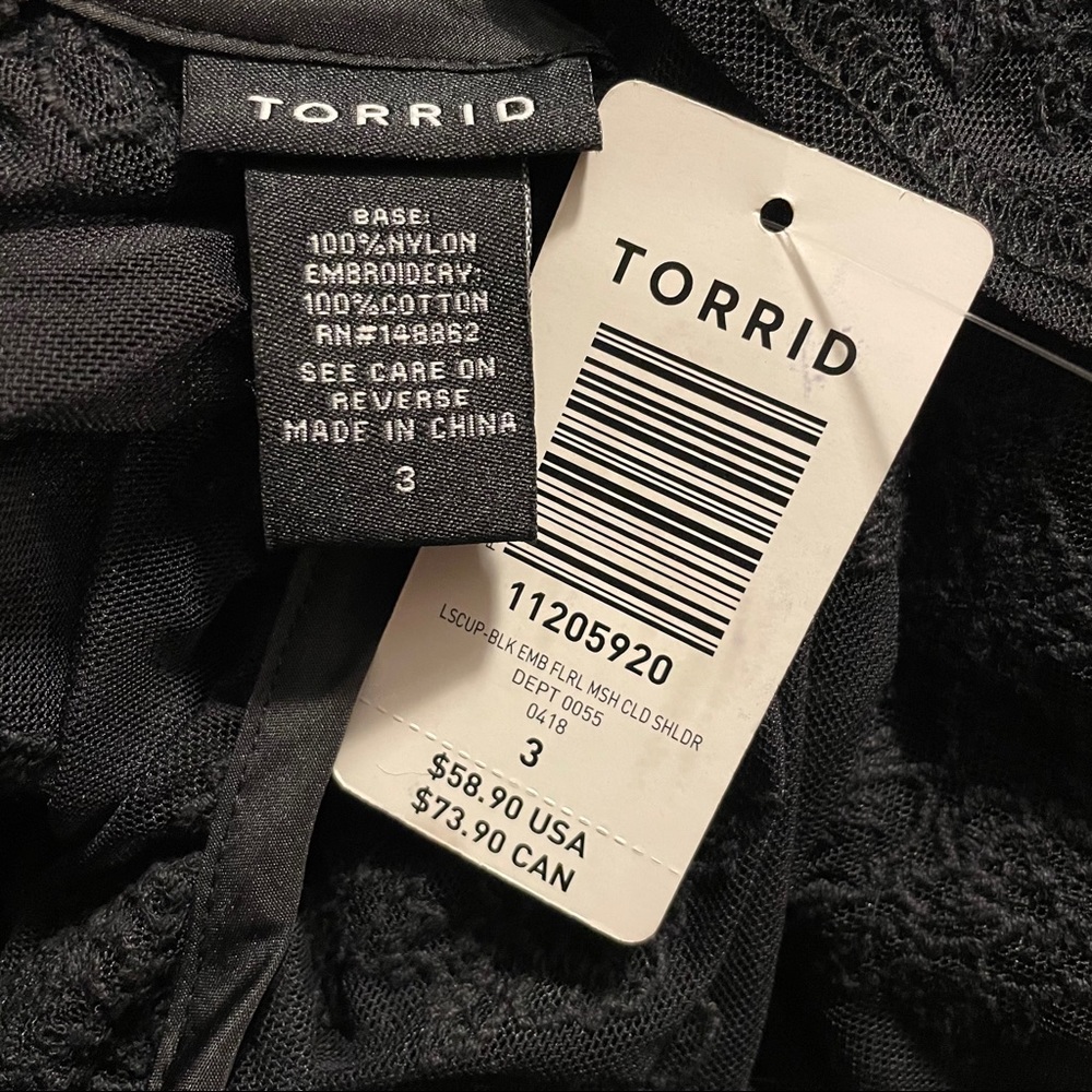 Torrid Black Lace Mesh Cold Shoulder Swim Cover-Up - Picture 3 of 5